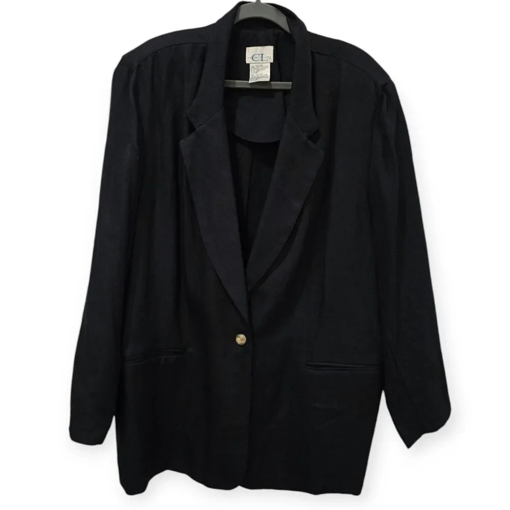 NWT Vintage Cricket Lane 24W Blazer Jacket Black Pockets Career Business Plus